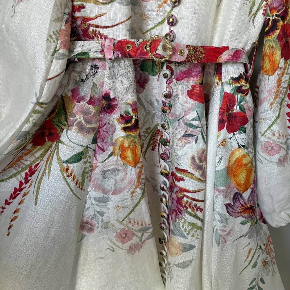 NWT Zimmermann Wonderland Buttoned Mini Dress Floral Red Pink | sz1 US6 UK10 - Picture 6 of 11